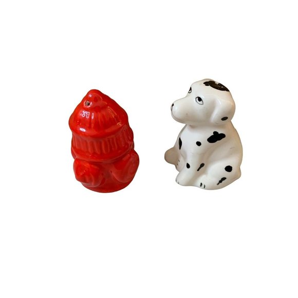 Vintage Fire House Dalmatian and Fire Hydrant Salt & Pepper Shakers - Picture 2 of 7